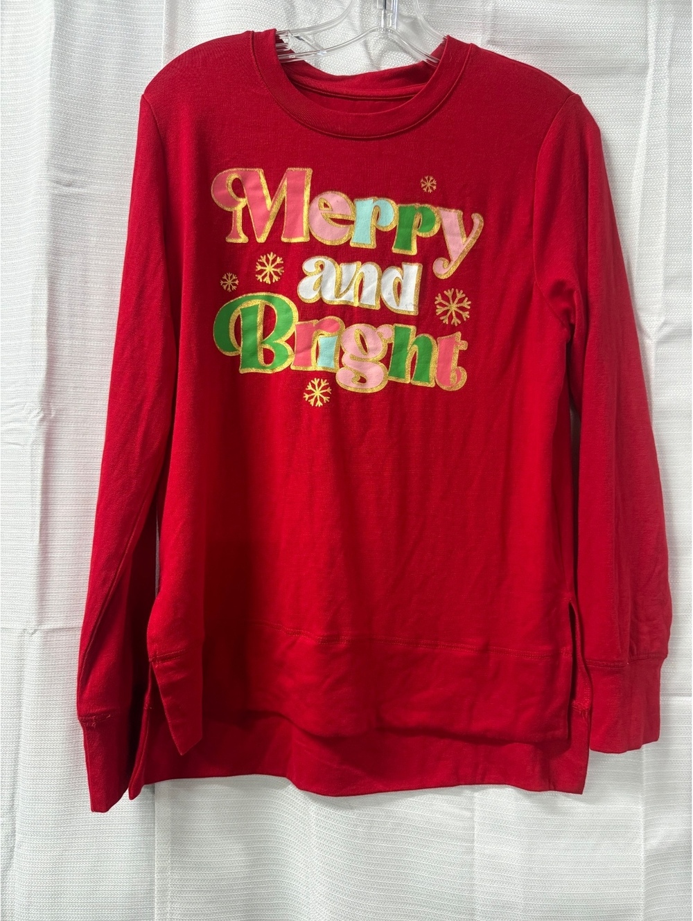 Holiday Time Merry and Bright Red Sweatshirt Size S (4-6)